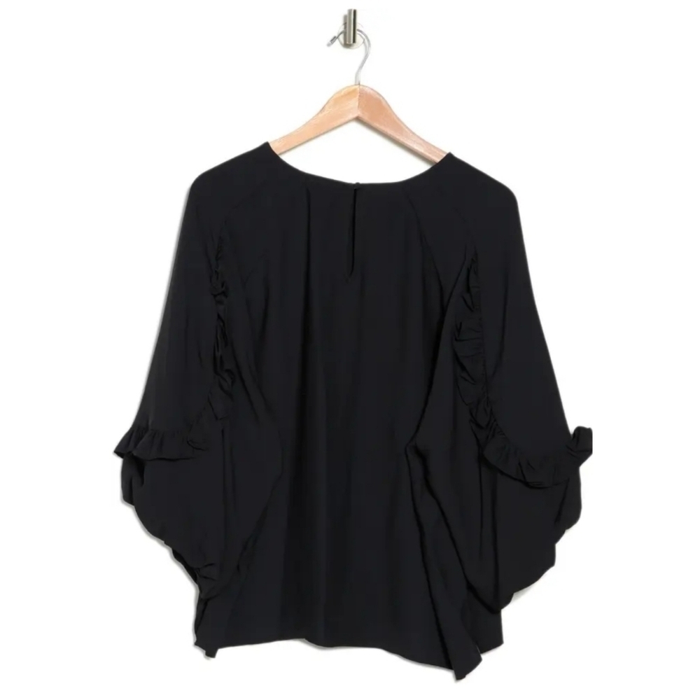 Vince Camuto Black Ruffle Sleeve Crêpe de Chine Blouse Size Small Nordst… - Picture 3 of 9
